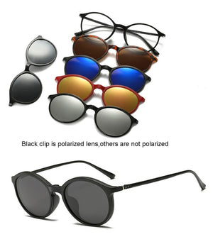 5 lenes Magnet Sunglasses Clip Mirrored Clip on Sunglasses clip on glasses Men Polarized Clips Custom Prescription Myopia