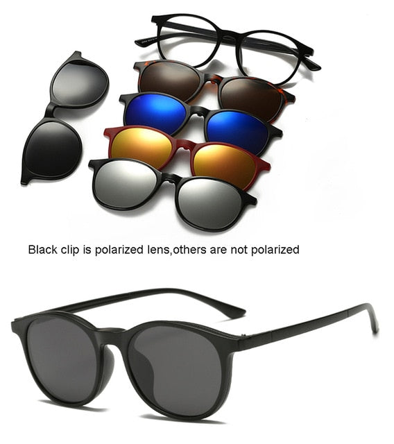 5 lenes Magnet Sunglasses Clip Mirrored Clip on Sunglasses clip on glasses Men Polarized Clips Custom Prescription Myopia