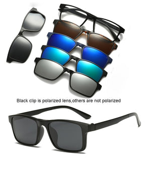 5 lenes Magnet Sunglasses Clip Mirrored Clip on Sunglasses clip on glasses Men Polarized Clips Custom Prescription Myopia