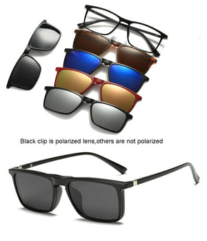 5 lenes Magnet Sunglasses Clip Mirrored Clip on Sunglasses clip on glasses Men Polarized Clips Custom Prescription Myopia