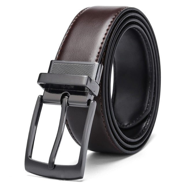Luxury Fashion Male Reversible Leather Belt Men Business Trouser Belt Genuine Men Leather Belts For Jeans Blue Dark Brown Black