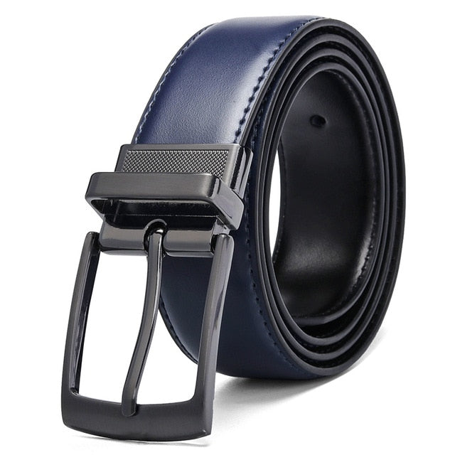Luxury Fashion Male Reversible Leather Belt Men Business Trouser Belt Genuine Men Leather Belts For Jeans Blue Dark Brown Black