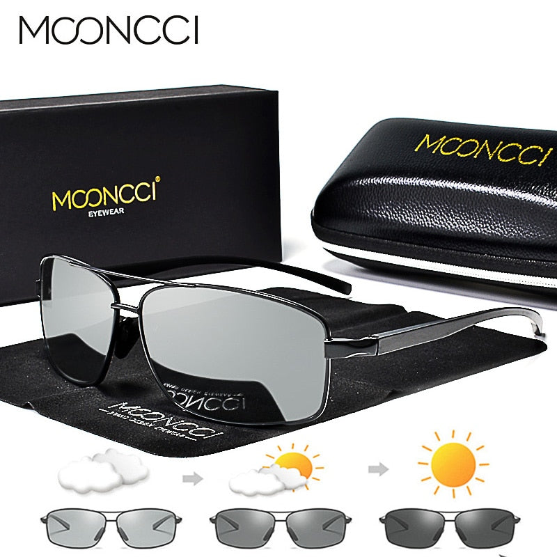 MOONCCI Photochromic Sunglasses Men Polarized Aluminum Chameleon Glasses HD Driving Shades Sun Glasses Male oculos gafas lentes