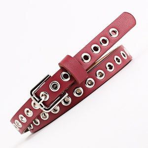 2019 New Strap Women Waist Belt Hollow Rivets PU Leather Strap for Womens Slim Waistband Female Ladies Apparel Accessories