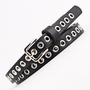 2019 New Strap Women Waist Belt Hollow Rivets PU Leather Strap for Womens Slim Waistband Female Ladies Apparel Accessories