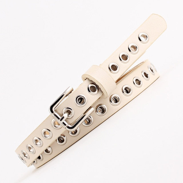 2019 New Strap Women Waist Belt Hollow Rivets PU Leather Strap for Womens Slim Waistband Female Ladies Apparel Accessories