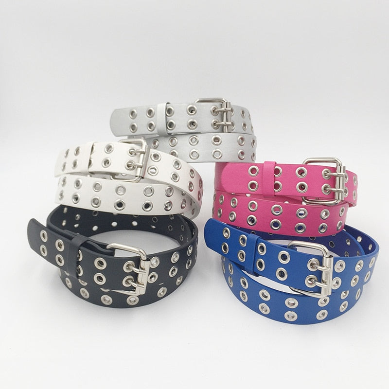 Fashion Children Kids Solid Color Belt Unisex Hollow Out Small Holes Belts  Boys Girls  Faux Leather pants Belt Adjustable N935