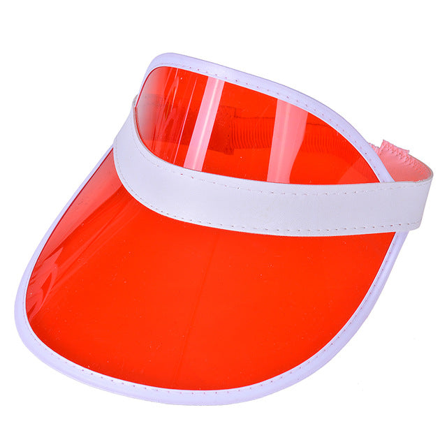 Summer Women Men Sun Hat Candy Color Transparent Empty Top Plastic PVC Sunscreen Hat Visor Caps Bicycle Sunshade Hat
