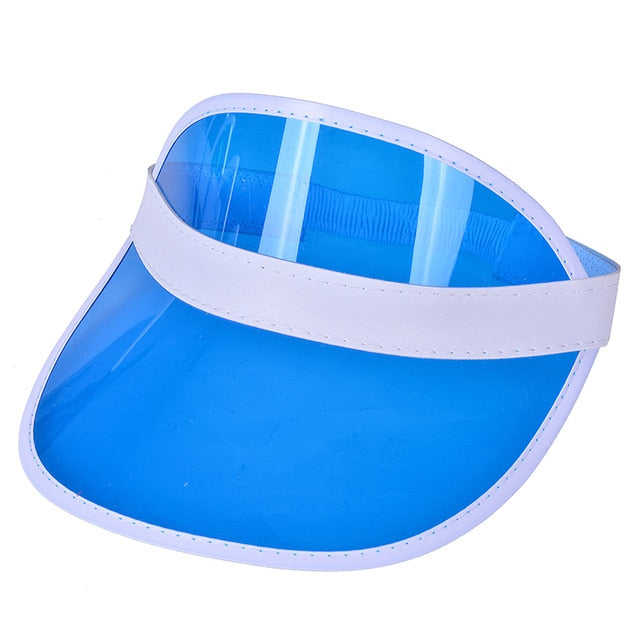 Summer Women Men Sun Hat Candy Color Transparent Empty Top Plastic PVC Sunscreen Hat Visor Caps Bicycle Sunshade Hat