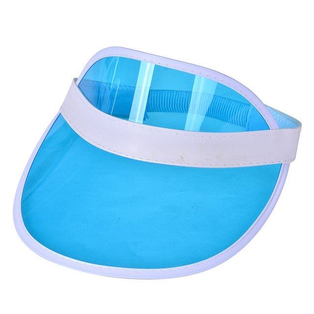 Summer Women Men Sun Hat Candy Color Transparent Empty Top Plastic PVC Sunscreen Hat Visor Caps Bicycle Sunshade Hat