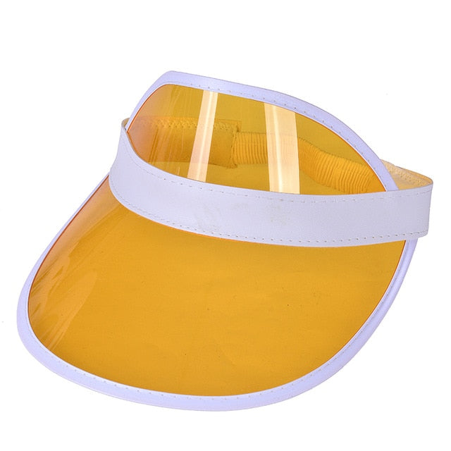 Summer Women Men Sun Hat Candy Color Transparent Empty Top Plastic PVC Sunscreen Hat Visor Caps Bicycle Sunshade Hat