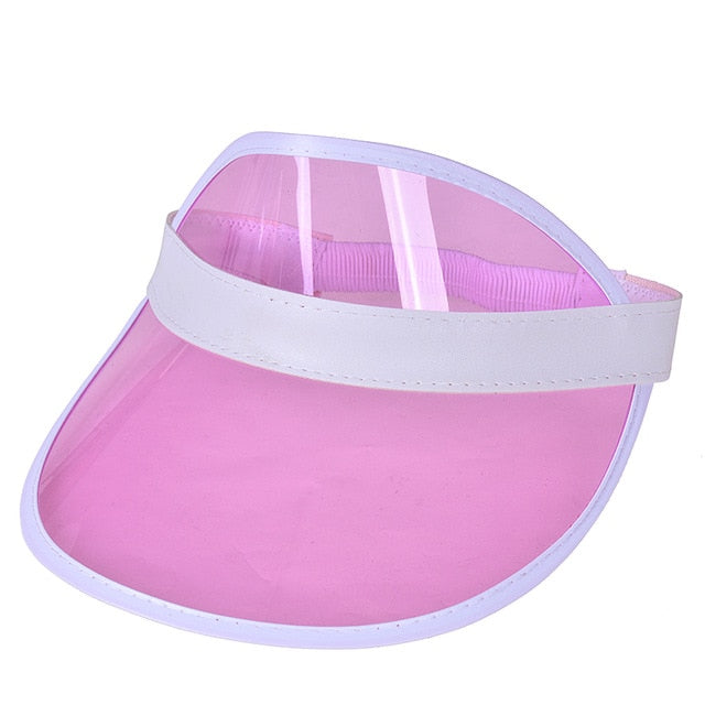 Summer Women Men Sun Hat Candy Color Transparent Empty Top Plastic PVC Sunscreen Hat Visor Caps Bicycle Sunshade Hat