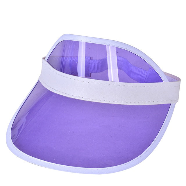 Summer Women Men Sun Hat Candy Color Transparent Empty Top Plastic PVC Sunscreen Hat Visor Caps Bicycle Sunshade Hat