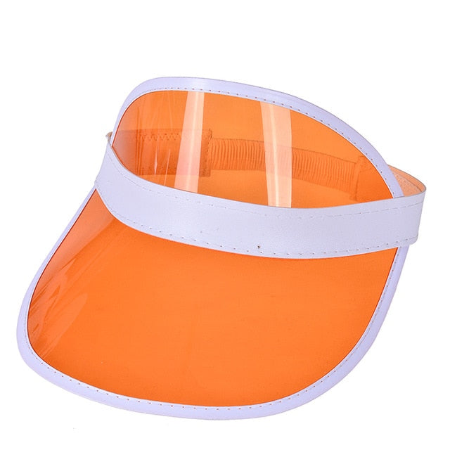 Summer Women Men Sun Hat Candy Color Transparent Empty Top Plastic PVC Sunscreen Hat Visor Caps Bicycle Sunshade Hat