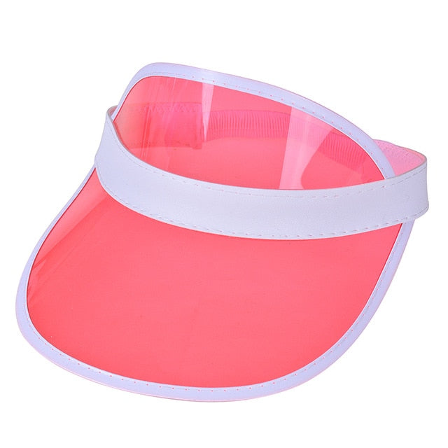 Summer Women Men Sun Hat Candy Color Transparent Empty Top Plastic PVC Sunscreen Hat Visor Caps Bicycle Sunshade Hat