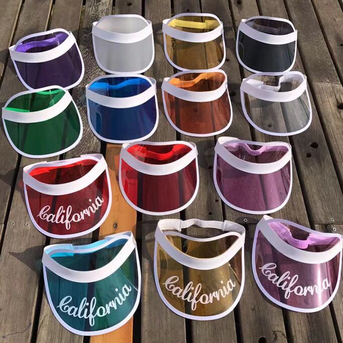 Summer Adult Casual UV Protection Sun Visor Caps Women's Fashion Sunshade Beach Party Hats Outdoor PVC Plastic Hat