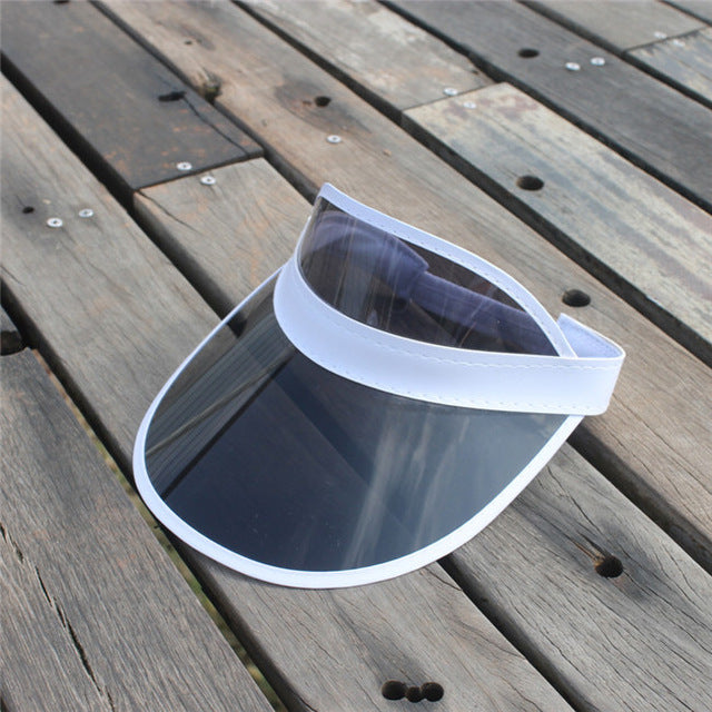 Summer Adult Casual UV Protection Sun Visor Caps Women's Fashion Sunshade Beach Party Hats Outdoor PVC Plastic Hat