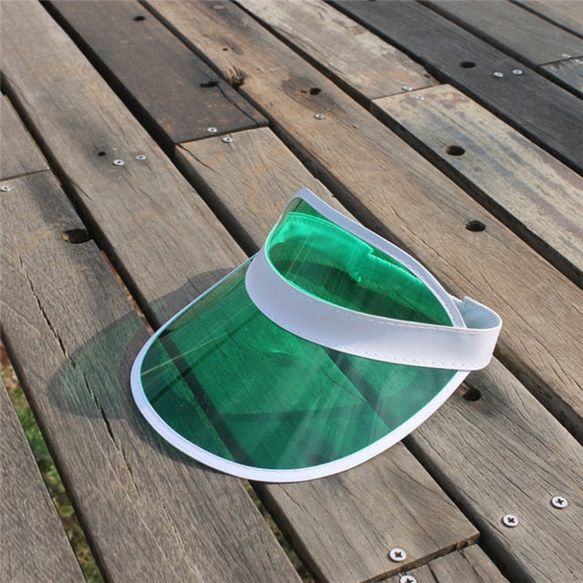 Summer Adult Casual UV Protection Sun Visor Caps Women's Fashion Sunshade Beach Party Hats Outdoor PVC Plastic Hat