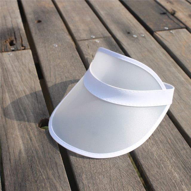 Summer Adult Casual UV Protection Sun Visor Caps Women's Fashion Sunshade Beach Party Hats Outdoor PVC Plastic Hat