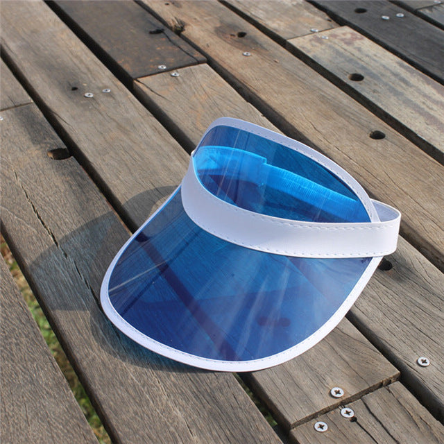 Summer Adult Casual UV Protection Sun Visor Caps Women's Fashion Sunshade Beach Party Hats Outdoor PVC Plastic Hat