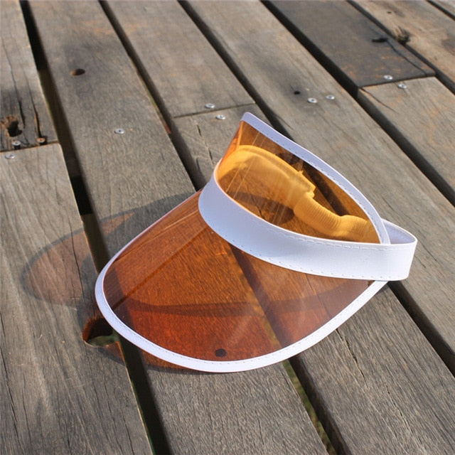 Summer Adult Casual UV Protection Sun Visor Caps Women's Fashion Sunshade Beach Party Hats Outdoor PVC Plastic Hat