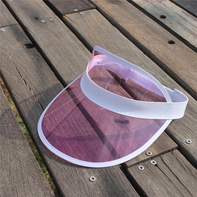 Summer Adult Casual UV Protection Sun Visor Caps Women's Fashion Sunshade Beach Party Hats Outdoor PVC Plastic Hat