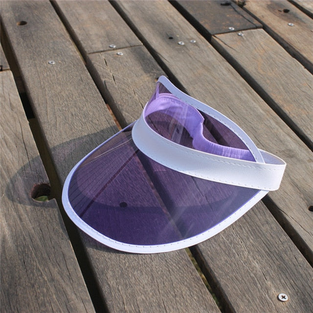 Summer Adult Casual UV Protection Sun Visor Caps Women's Fashion Sunshade Beach Party Hats Outdoor PVC Plastic Hat