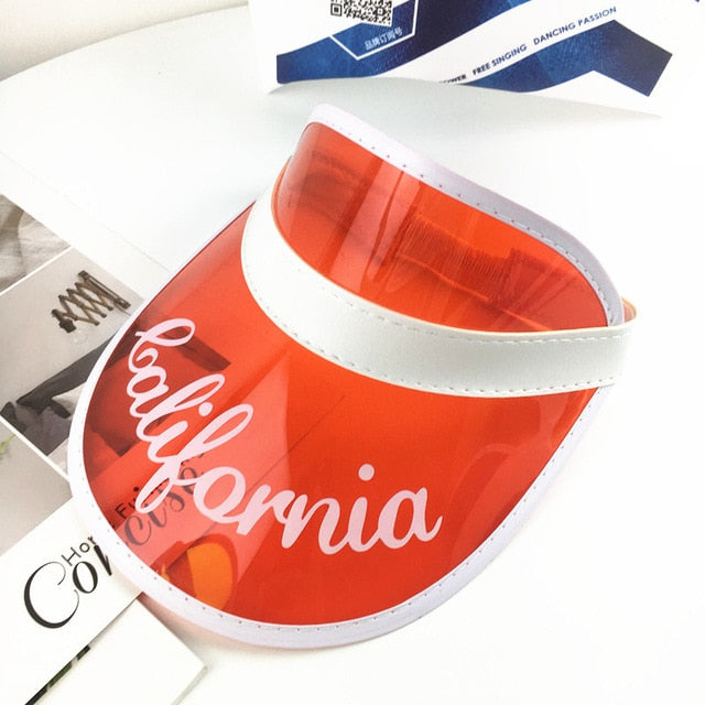 Summer Adult Casual UV Protection Sun Visor Caps Women's Fashion Sunshade Beach Party Hats Outdoor PVC Plastic Hat