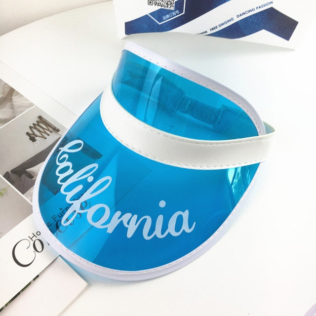 Summer Adult Casual UV Protection Sun Visor Caps Women's Fashion Sunshade Beach Party Hats Outdoor PVC Plastic Hat
