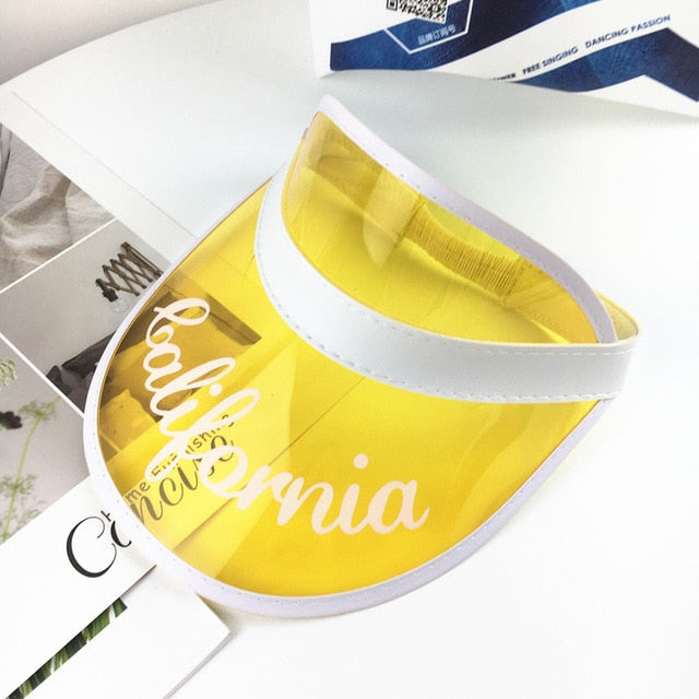 Summer Adult Casual UV Protection Sun Visor Caps Women's Fashion Sunshade Beach Party Hats Outdoor PVC Plastic Hat