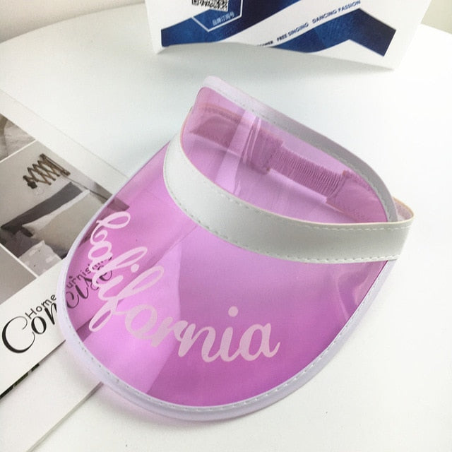 Summer Adult Casual UV Protection Sun Visor Caps Women's Fashion Sunshade Beach Party Hats Outdoor PVC Plastic Hat