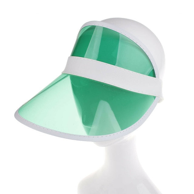 Hirigin 2019 Summer PVC Hat Sun Visor Party Casual Hat Clear Plastic Adult Sunscreen Cap Outdoor Sports Hats Women Ladies