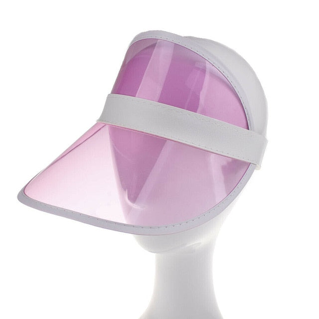 Hirigin 2019 Summer PVC Hat Sun Visor Party Casual Hat Clear Plastic Adult Sunscreen Cap Outdoor Sports Hats Women Ladies