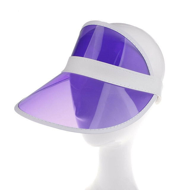 Hirigin 2019 Summer PVC Hat Sun Visor Party Casual Hat Clear Plastic Adult Sunscreen Cap Outdoor Sports Hats Women Ladies
