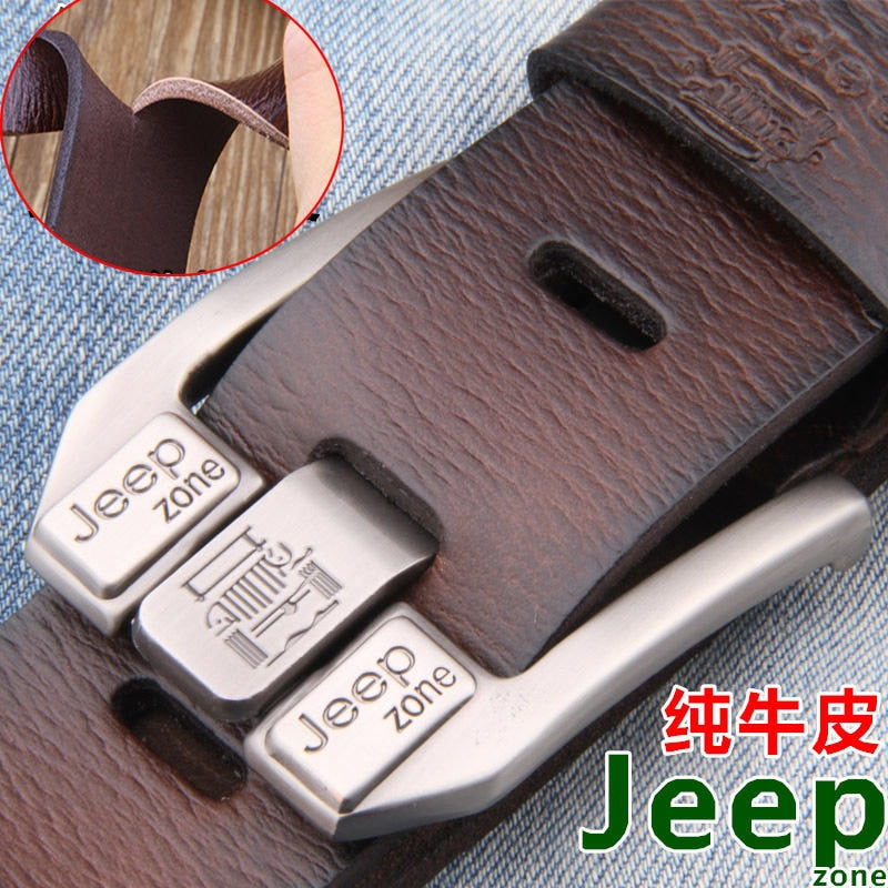 jeep zone men genuine leather belt luxury buckle designer belts cow Split Leather cowskin fashion strap
