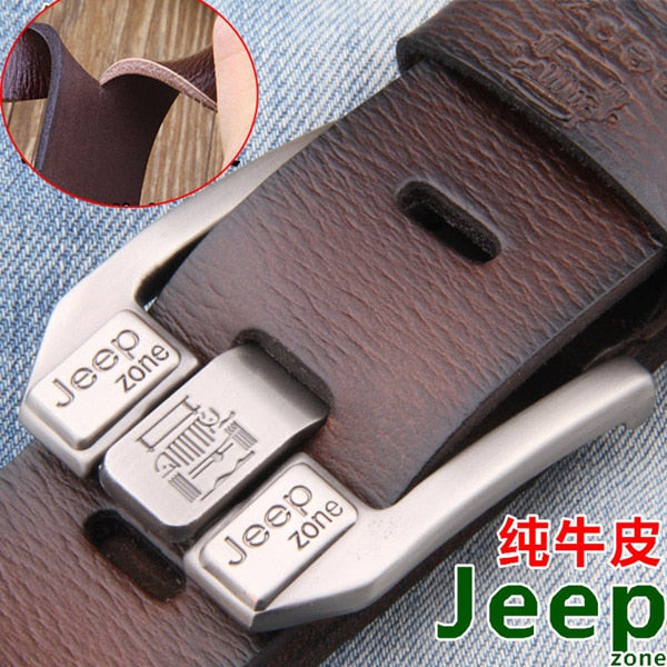 jeep zone men genuine leather belt luxury buckle designer belts cow Split Leather cowskin fashion strap